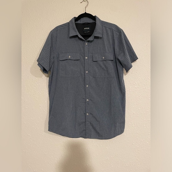 Prana Garvan Lightweight Wicking Athletic Button Down Short Sleeve Shirt Medium - Picture 2 of 6
